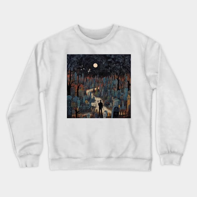 Midnight Walk Through the Cemetary Crewneck Sweatshirt by EpicFoxArt